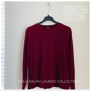 🏇 POLO RALPH LAUREN Red/Maroon Long Sleeve Sweater Crew Neck FALL SEASON COLOR